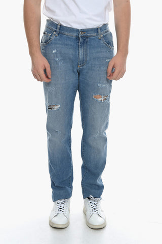 Jeans Distressed con Tapered Fit 17cm