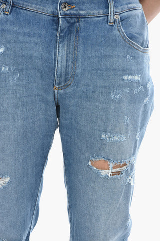 Jeans Distressed con Tapered Fit 17cm