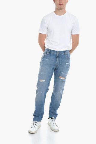 Jeans Distressed con Tapered Fit 17cm