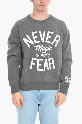 Crewneck Sweatshirt NEVER FEAR in Solid Color with Contrast Print