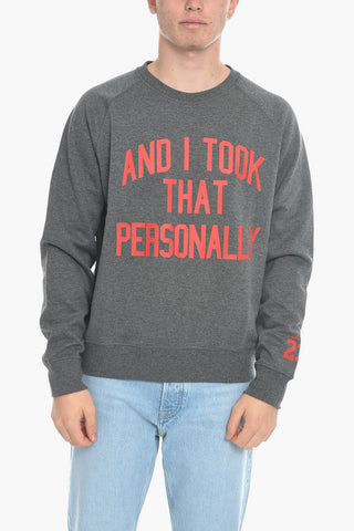 Cotton-Blend Crewneck Sweatshirt with Contrast Print