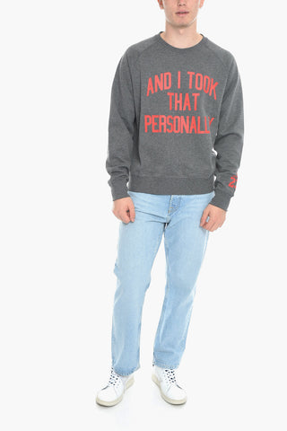 Cotton-Blend Crewneck Sweatshirt with Contrast Print