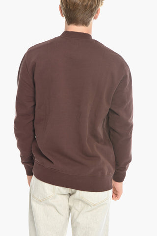 Solid Color NORSBRO Crew-neck Sweatshirt with Ribbed Trims