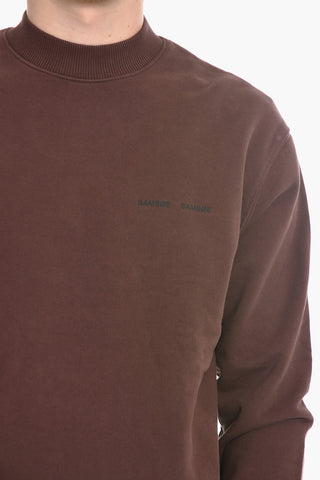 Solid Color NORSBRO Crew-neck Sweatshirt with Ribbed Trims