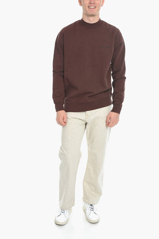 Solid Color NORSBRO Crew-neck Sweatshirt with Ribbed Trims