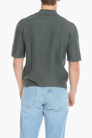 Short Sleeve GARAM Sweater with Half Zip and Polo Neck