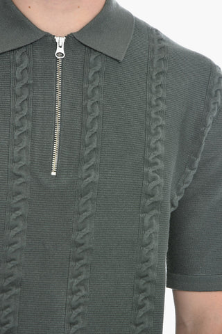 Short Sleeve GARAM Sweater with Half Zip and Polo Neck