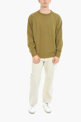 Solid color Cotton Crew-Neck Sweatshirt