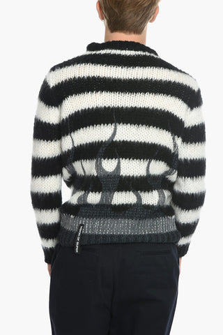 Crew Neck Sweater with Awning Stripe Pattern