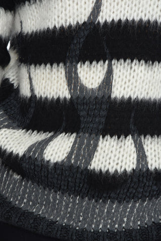 Crew Neck Sweater with Awning Stripe Pattern