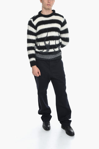 Crew Neck Sweater with Awning Stripe Pattern