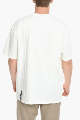 Crew Neck Cotton T-shirt with Embossed Print