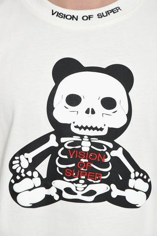 Crew Neck Cotton T-shirt with Embossed Print