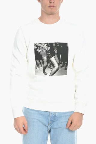 Brushed Cotton S-GINN-E8 Crew-neck Sweatshirt with Front Print