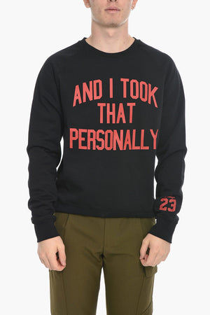 Cotton-Blend Crewneck Sweatshirt with Contrast Print