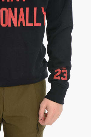 Cotton-Blend Crewneck Sweatshirt with Contrast Print