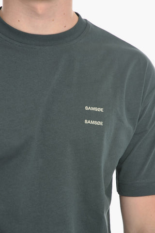 Solid Color JOEL Crew-neck T-Shirt with Printed Logo