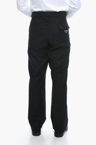 Virgin Wool Baggy Trousers with Logo