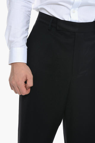 Virgin Wool Baggy Trousers with Logo