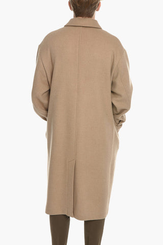 Wool-blend Unlined Coat with Collar Neck