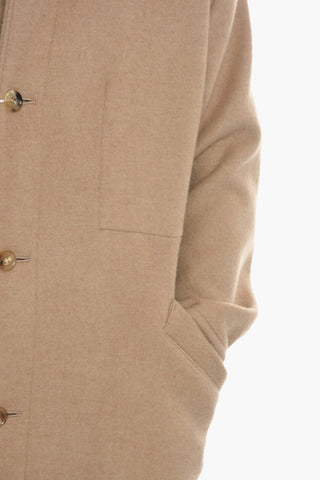 Wool-blend Unlined Coat with Collar Neck