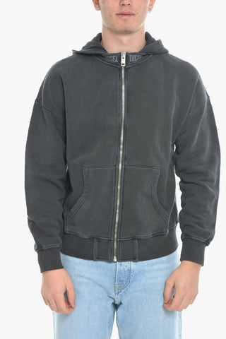 Brushed Cotton S-NEKKI-JAC Sweatshirt with Hood and Zip Closure