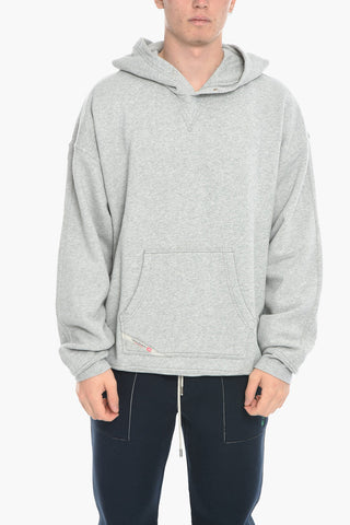 Felpa Hoodie S-UMMECS in Cotone Garzato a Tinta Unita