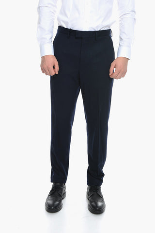 Wool Jersey Trousers with Front Pleat