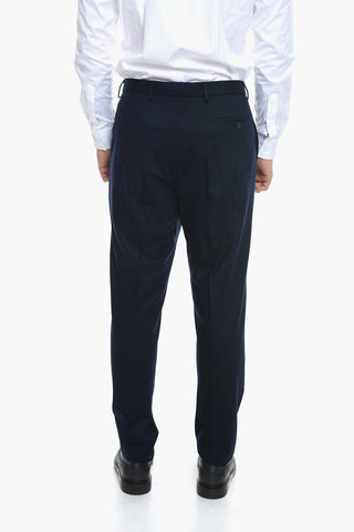 Wool Jersey Trousers with Front Pleat