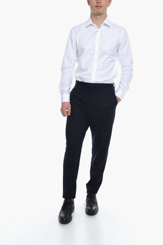 Wool Jersey Trousers with Front Pleat