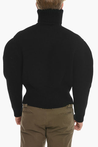 Maglione In Lana DOUBLE FACE SHETLAND con Collo Alto Abbottonato