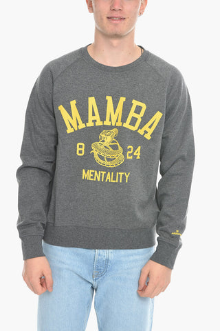 Crewneck Sweatshirt in Solid Color with Contrast Print