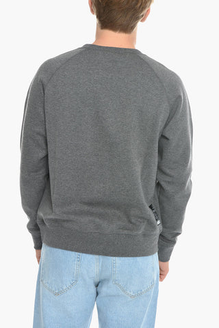 Crewneck Sweatshirt in Solid Color with Contrast Print