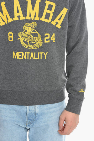 Crewneck Sweatshirt in Solid Color with Contrast Print