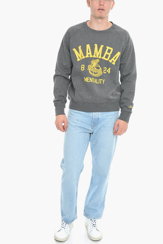 Crewneck Sweatshirt in Solid Color with Contrast Print