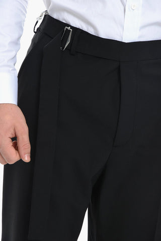 Wool-blend Pleated Trousers with Belt