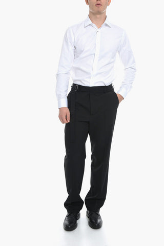 Wool-blend Pleated Trousers with Belt