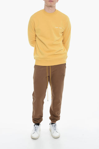 Solid Color NORSBRO Crew-neck Sweatshirt with Ribbed Trims