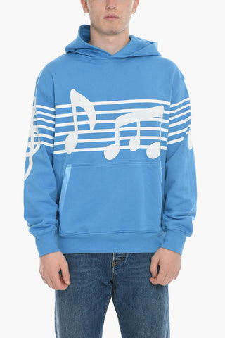 Cotton Hoodie with Maxi Embroidery Mossy Notes