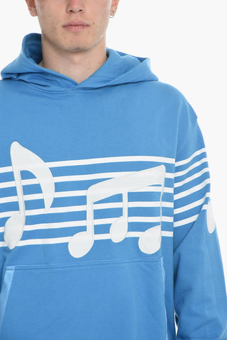 Cotton Hoodie with Maxi Embroidery Mossy Notes