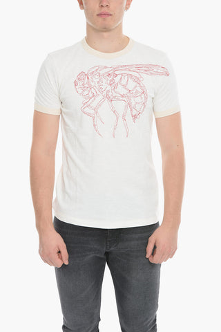 Crew-neck T-DIERING-E1 T-Shirt with Front Embroidery