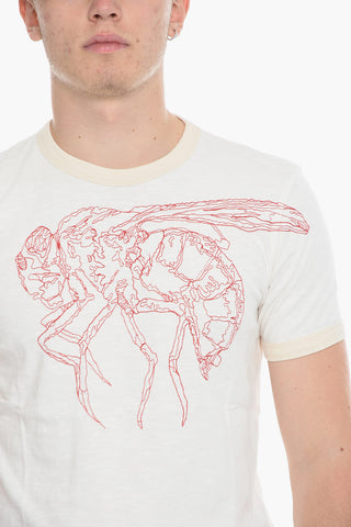 Crew-neck T-DIERING-E1 T-Shirt with Front Embroidery