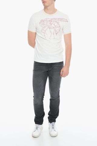 Crew-neck T-DIERING-E1 T-Shirt with Front Embroidery