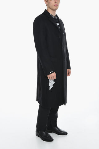 Maxi Cappotto In Misto Lana Con Tasche ad Aletta