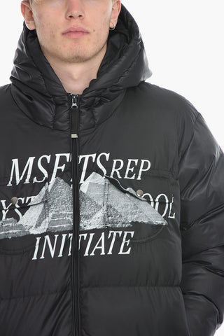 padded MISTERY Jacket with Hood and Print on the Front