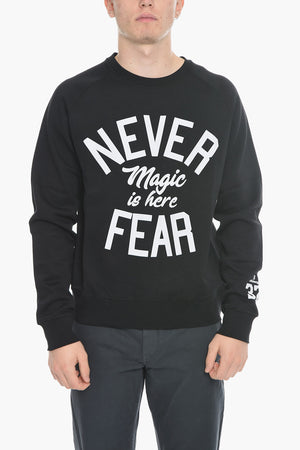 Crewneck Sweatshirt NEVER FEAR in Solid Color with Contrast Print