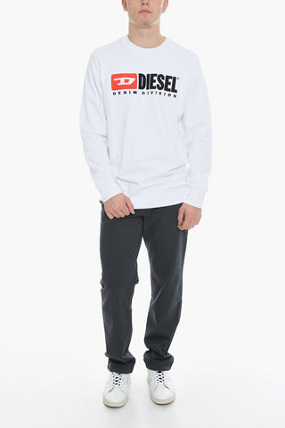 Felpa Girocollo S-GIR-DIVISION in Cotone Garzato con Logo Ricamato