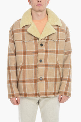 Plaid Motif Jacket with Faux Fur Lining