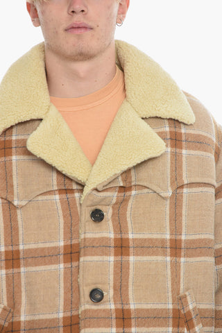 Plaid Motif Jacket with Faux Fur Lining
