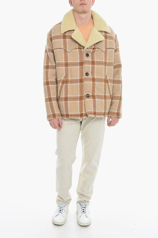 Plaid Motif Jacket with Faux Fur Lining